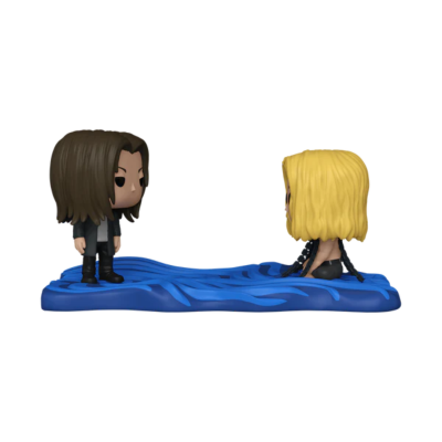 Figuras Funko Pop de dois personagens em base azul