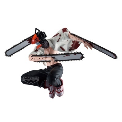 Figura de ação com cabeça e braços de motosserra, roupa e calçado detalhados