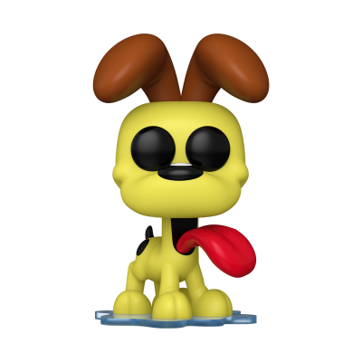 Funko Pop cão amarelo com orelhas castanhas e língua vermelha