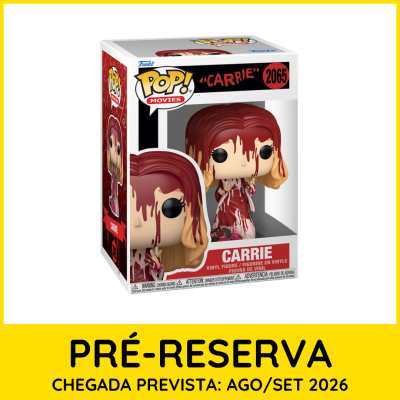 Boneco POP! Movies Carrie com sangue vermelho na embalagem