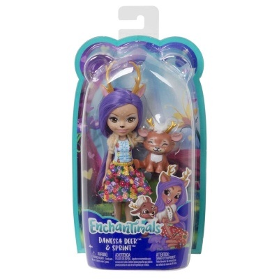 Boneca Enchantimals Danessa Deer com veado Sprint em embalagem