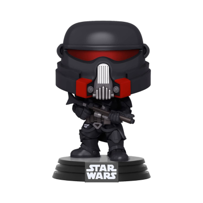 Figura Funko Pop personagem Star Wars com capacete preto e visor vermelho