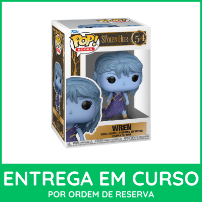 Figura Funko Pop Wren azul com vestido roxo na caixa