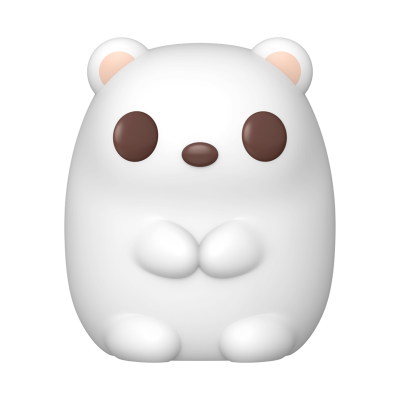 Figura decorativa de urso branco com olhos e nariz castanhos