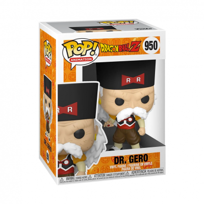 Funko Pop de vinil do Dr. Gero da série Dragon Ball Z na embalagem