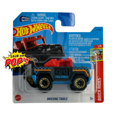 Miniatura de veículo Hot Wheels Bricking Trails em embalagem