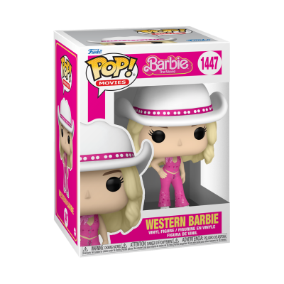 Figura vinil POP! Western Barbie na embalagem rosa e branca