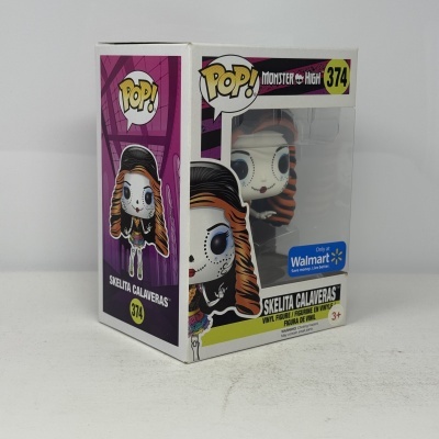 Funko Pop! Skullita Calaveras Monster High nº 374 em caixa transparente com etiqueta Walmart.