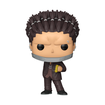 Figura Funko Pop masculina com cabelo castanho e roupa castanha escura