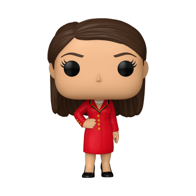 Boneca Funko Pop com vestido vermelho e cabelo castanho
