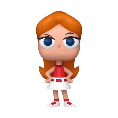 Figura estilizada de personagem com cabelo laranja e vestido vermelho e branco