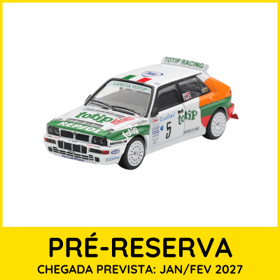 Miniatura de carro de corrida Lancia Totip branco verde e laranja, número 5, pré-reserva