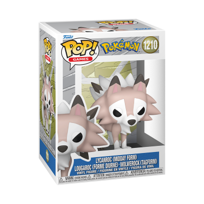 Figura Funko Pop! Pokémon Lycanroc forma diurna em caixa