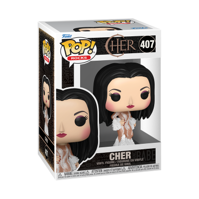 Figura Funko Pop de Cher com vestido branco em caixa