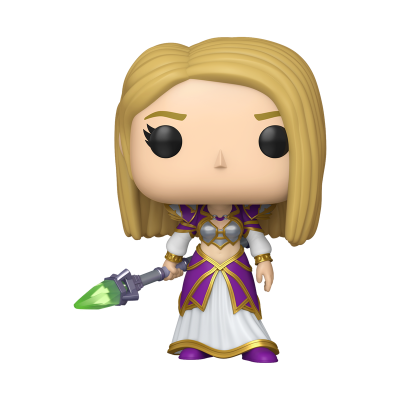 Figura Funko Pop feminina loira com cetro verde