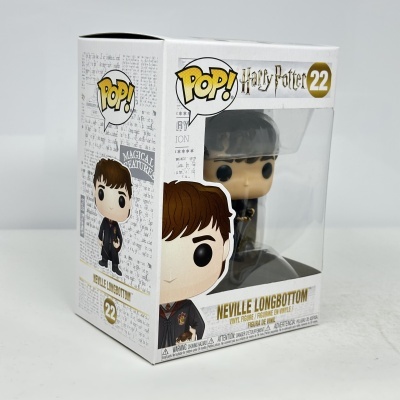 Embalagem branca Funko Pop! Harry Potter Neville Longbottom 22 com figura visível através da janela plástica