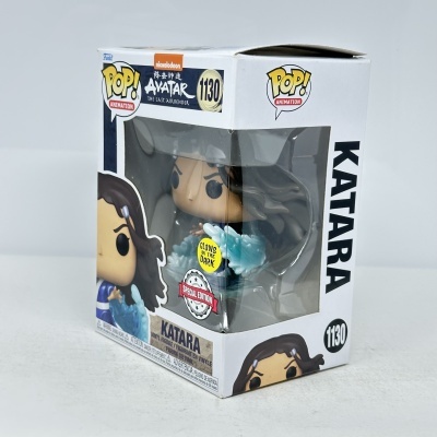 Action figure Funko Pop! Katara da série Avatar numa caixa branca com janela plástica