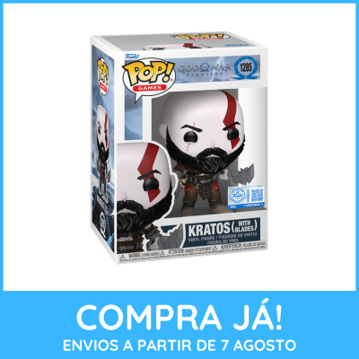 Figura Funko Pop! de Kratos com lâminas na embalagem oficial