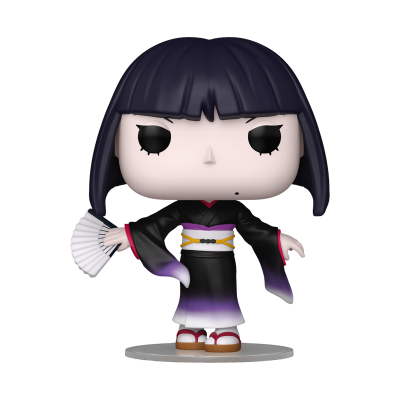 Figura colecionável Funko Pop com quimono preto e leque branco