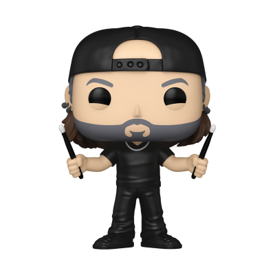 Figura colecionável Funko Pop de rapaz com roupa preta e boné