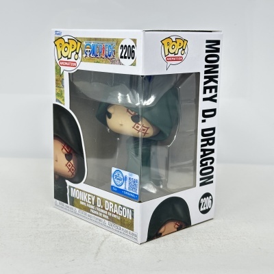 Funko Pop! Monkey D. Dragon One Piece número 2206 em caixa branca com janela de plástico