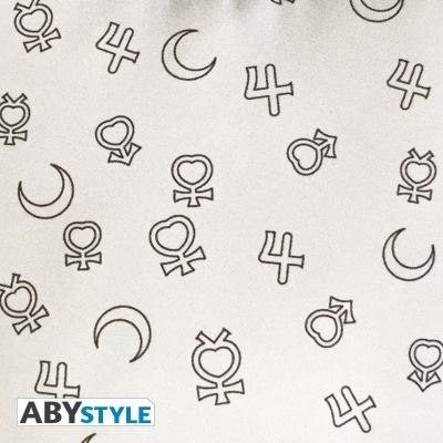 Pano branco com símbolos astrológicos pretos repetidos