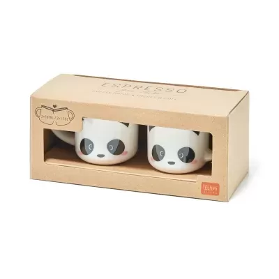Conjunto de chávenas de espresso com desenho de panda em caixa de cartão