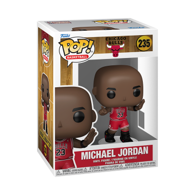 Boneco Pop! de Michael Jordan com uniforme dos Chicago Bulls na embalagem