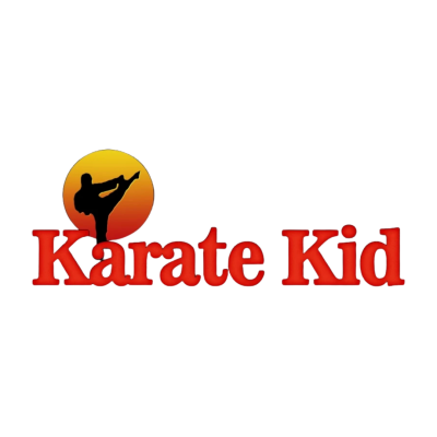 Logotipo Karate Kid com silhueta fazendo pontapé