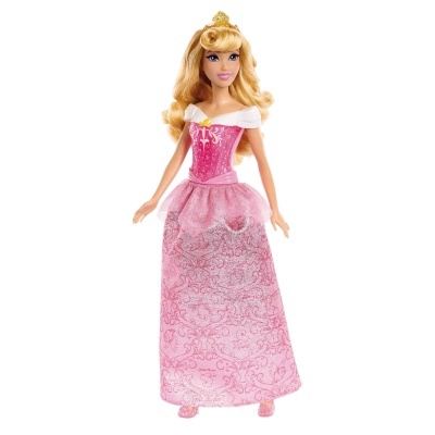 Boneca princesa loira com vestido rosa e coroa dourada
