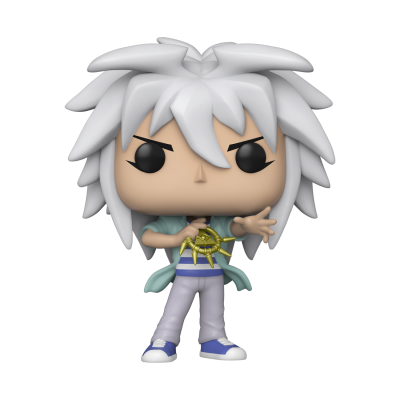 Figura Funko Pop com cabelo branco espetado e corrente dourada