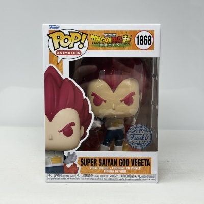 Figurina Funko POP! Super Saiyan God Vegeta em embalagem