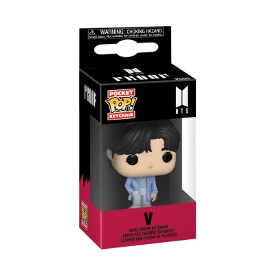 Figura de chaveiro Funko Pop! BTS em embalagem preta e vermelha