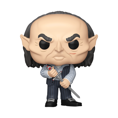 Figura Funko Pop personagem com orelhas pontiagudas, cicatriz vermelha e espada