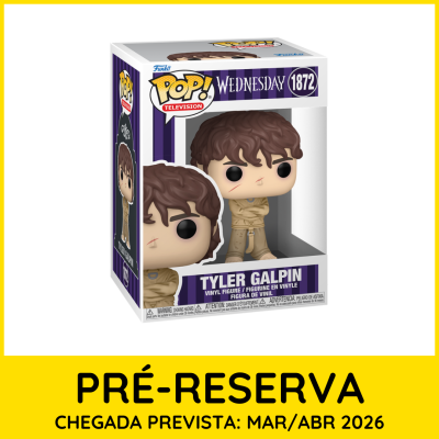 Funko Pop! Tyler Galpin da série Wednesday em vinil na caixa com número 1872.