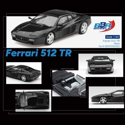 Miniatura de Ferrari 512 TR preto escala 1/64 da BBR Models