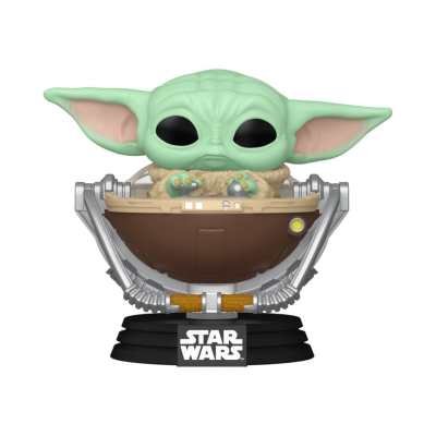 Figura Funko Pop de Baby Yoda em orbita com base Star Wars