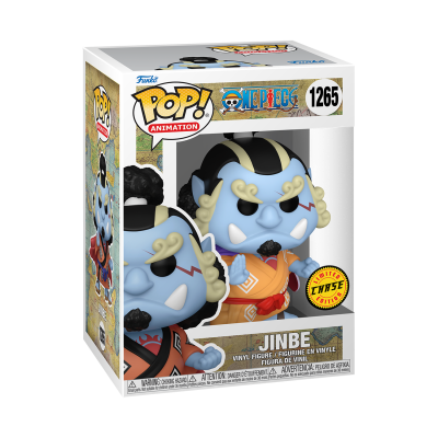 Figura Funko Pop de Jinbe, personagem One Piece, com embalagem branca