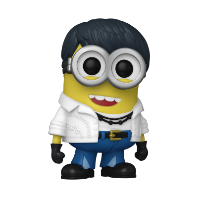 Funko Pop do Minion com óculos e roupa branca e azul