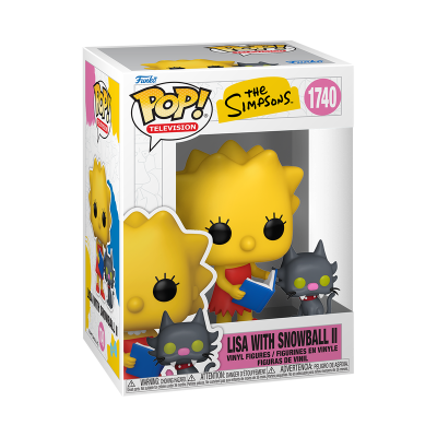 Figura Funko Pop! de Lisa Simpson com o gato Snowball II em caixa