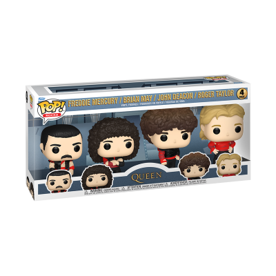 Conjunto de bonecos Funko Pop da banda Queen em caixa