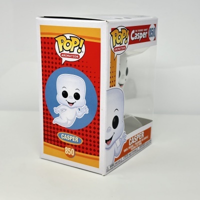 Caixa de figura Pop! Animation Casper número 850 em branco, vermelho e amarelo