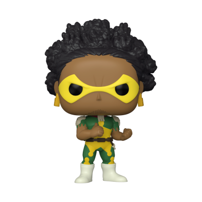 Funko Pop com máscara amarela e fato verde e amarelo