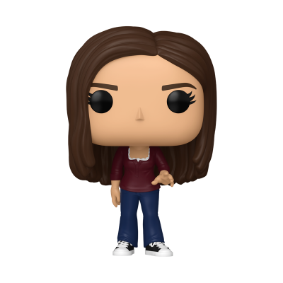 Figura Funko Pop de personagem feminina com cabelo castanho e roupa casual
