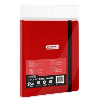Caderno organizador EVORETRO vermelho com elástico preto e embalagem plástica
