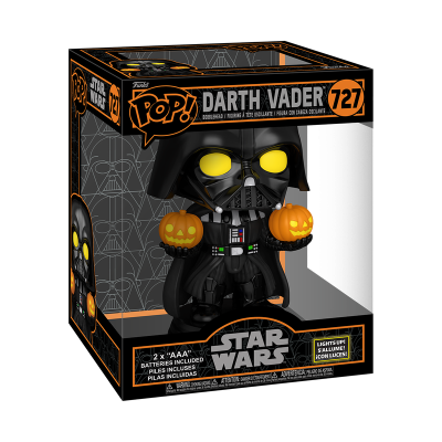 Funko Pop! Darth Vader Star Wars 727 com abóboras iluminadas na caixa
