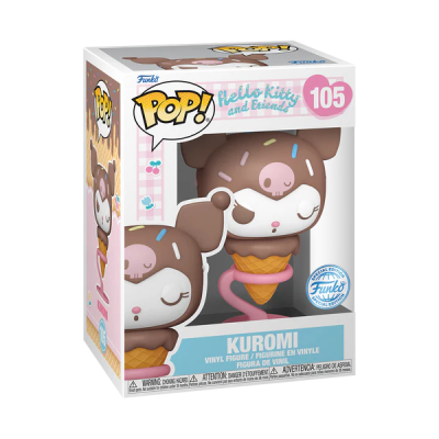 Figura Funko Pop Kuromi em cone de gelado, embalagem transparente
