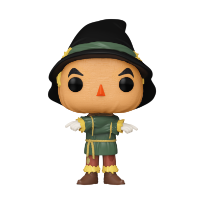 Figura colecionável Funko Pop de espantalho com chapéu preto e roupa verde