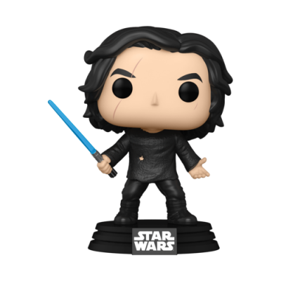 Boneco Funko Pop de Kylo Ren do Star Wars com sabre de luz azul