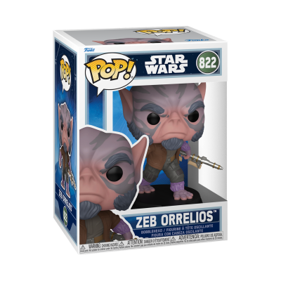 Figura Funko Pop do personagem Zeb Orrelios da série Star Wars na caixa